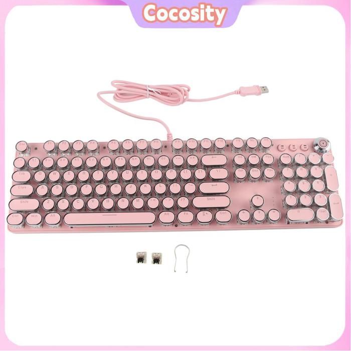 Cocosity Clavier mécanique 902‑7 Punk Mechanical Keyboard 104 Keys Real Mechanical Shaft Blue informatique clavier 902-7 punk rose