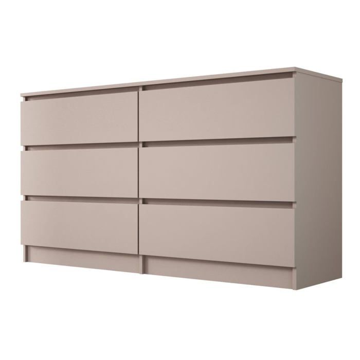 Commode - TOFFI - 6 tiroirs - Caramel - 139 x 39 x 79 cm - Design contemporain