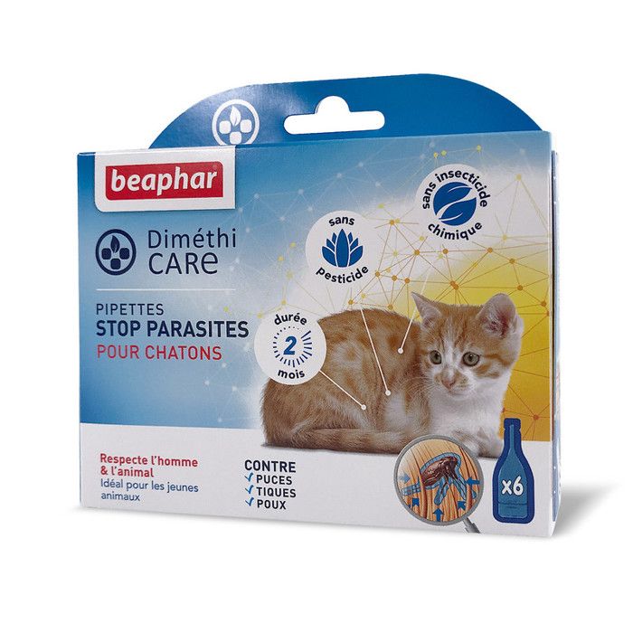 Meilleurs prix pour BEAPHAR – DIMÉTHICARE – Pipettes stop parasites pour chaton – Contre puces tiques et poux – 6 pipettes