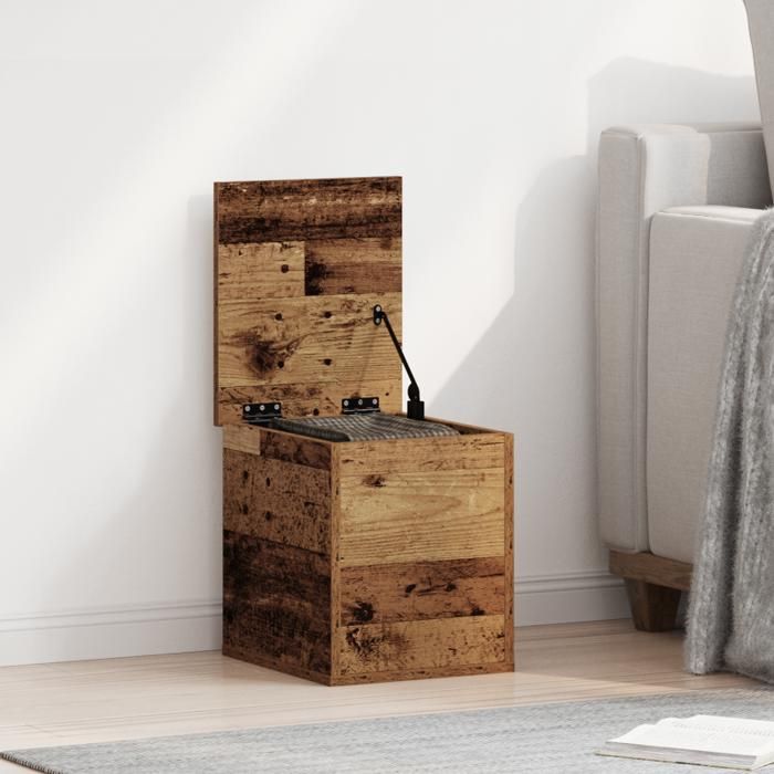 Coffre de rangement vintage en bois reconstitué 30 x 35 x 35 cm – marron grande capacité
