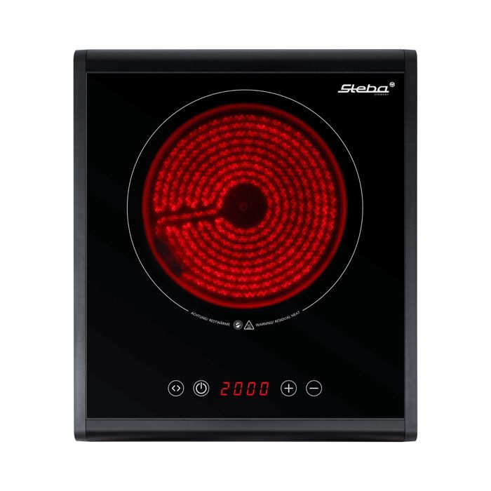 Table de cuisson vitrocéramique - STEBA - 185 cm - 2000 W - Contrôle tactile - Minuterie 1-120 min