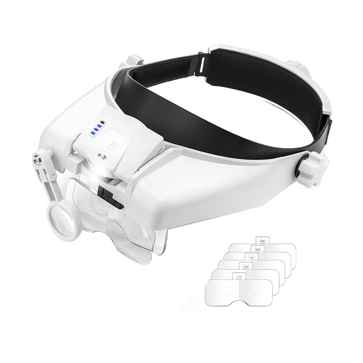 Loupes à montage sur tête avec 4 lumière LED Loupe mains libres 1,5X 2X