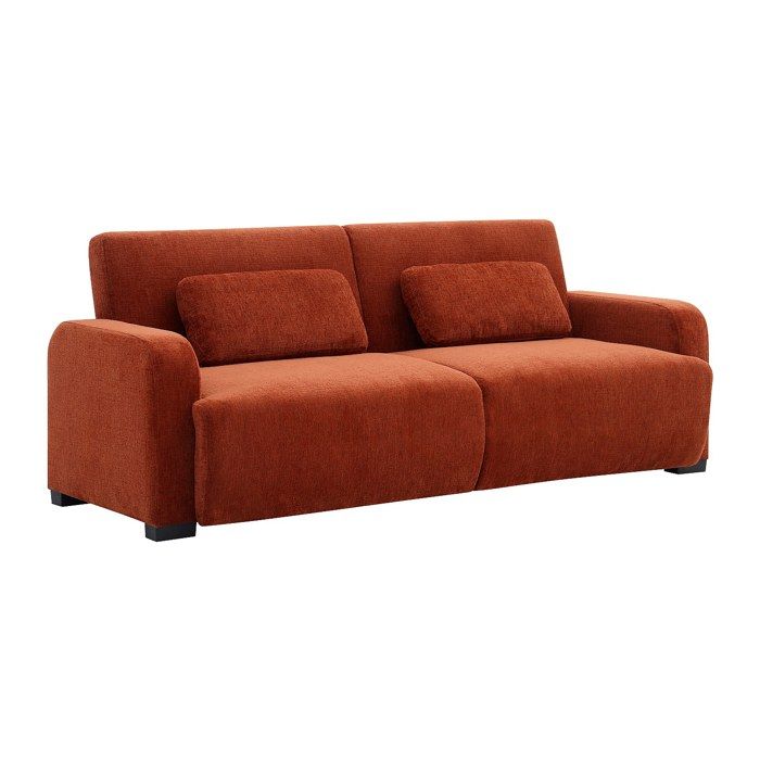 Canapé 3 places convertible clic-clac en tissu chenille terracotta LOMARIO