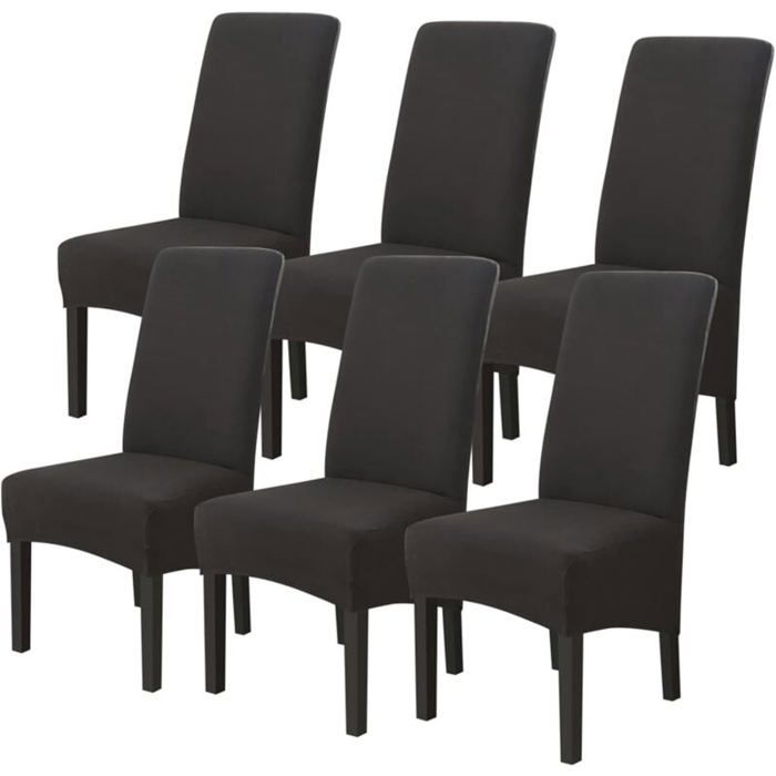 Housses de Chaises 6 pièces Grand Taille NoirHousses pour Chaises de Salle a Manger Universelle Couverture Couvre de Chaise Salon
