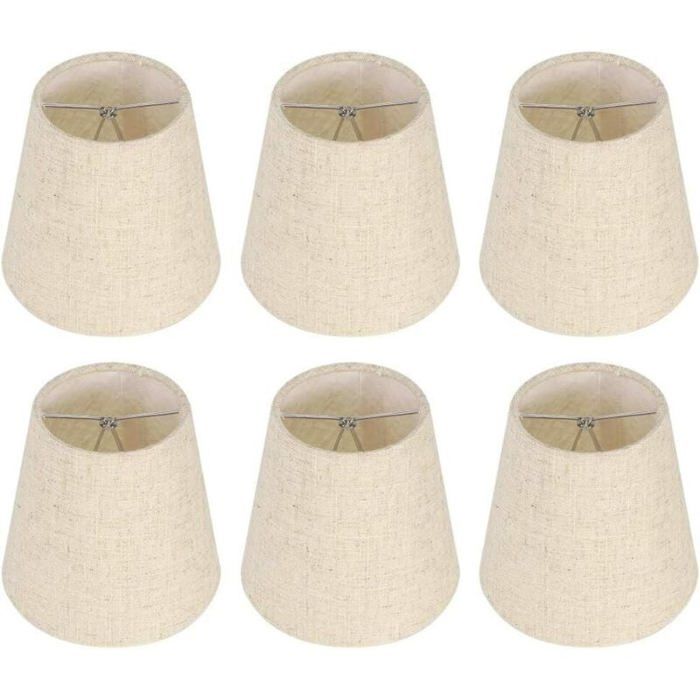 Abat-jour (lot de 6) - PZCC - Baril - Toile jute - Culot E14 - Beige naturel 3 5x5 5x5 2 pouces
