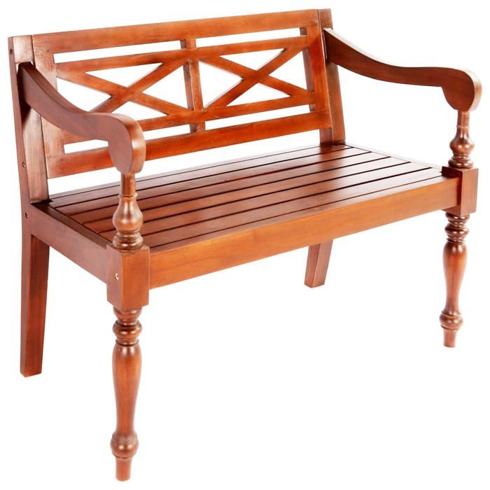 Banc Batavia en bois dacajou - vidaXL - 98x50x82 cm - Marron foncé - Acajou massif - Accoudoirs incurvés