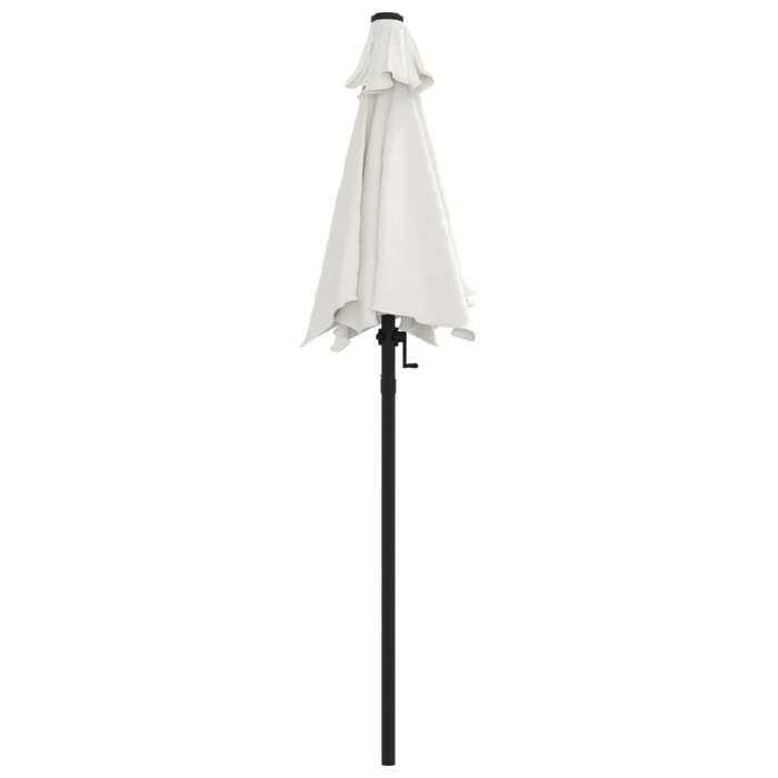 Parasol inclinable en aluminium - WIENS - 200x224 cm - Blanc sable - Tissu polyester anti-UV - Inclinable - Manivelle