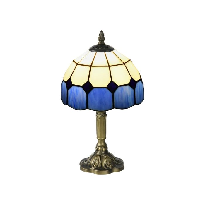 Lampe de table en verre peinte à la main HOMCOM lampe de chevet vintage pour chambres à coucher et salons veilleuse décorative bleue