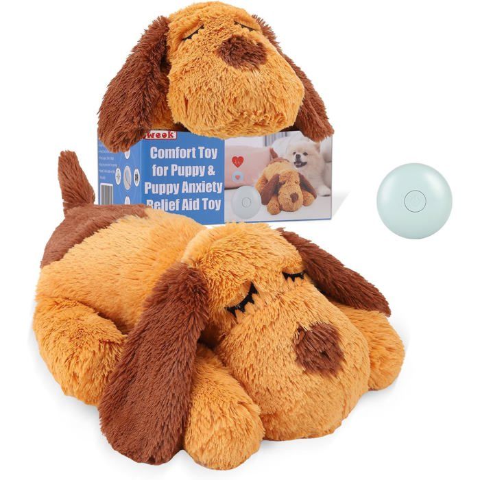 Jouet pour Chiot et Chat - Peluche Apaisante avec Battements de Cœur pour Soulager lAnxiété - Aide au Comportement pour Animaux