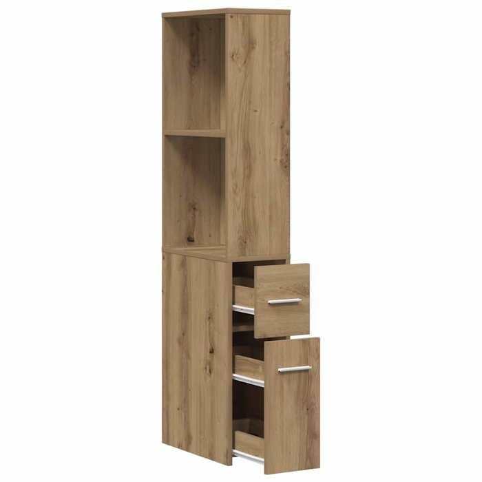 Moderne Armoire de salle de bain étroite BURKE Meuble WC avec roulettes chêne artisanal 22x41x135 cm AA1221