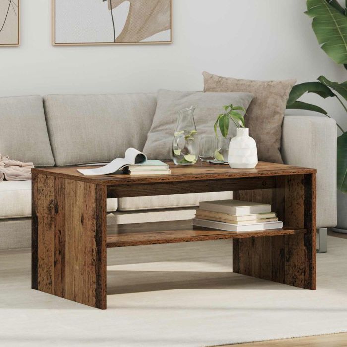 VIDAXL Table basse rectangulaire bois dingénierie 80 x 50 x 40 cm - Bois ancien