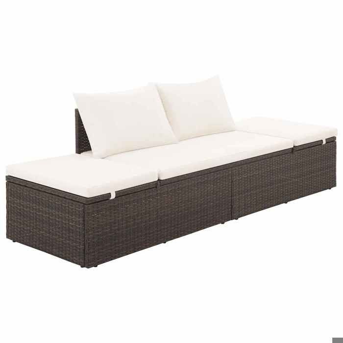 Promotion avril*Lit de jardin - YUYAN - Transat/Fauteuil camping - Marron 195x60cm Résine tressée 195x60x60cm 978684