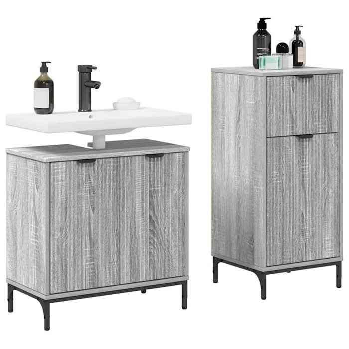 Meuble de salle de bain en 2 pcs - ARMOIRE/COLONNE WC - Gris Sonoma 39.5x36x88 cm L5113