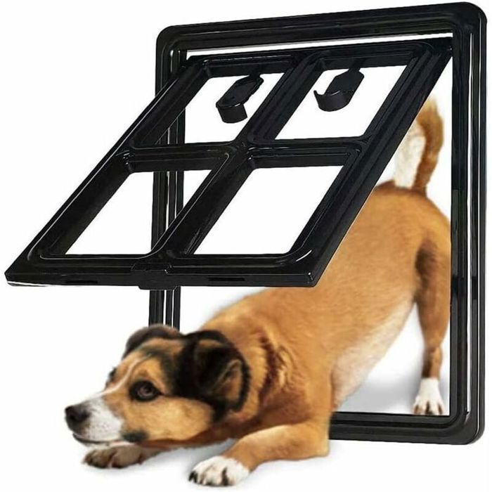 Porte pour chien chat noir taille 28 porte animal compagnie avec chatière pour volets et escalier