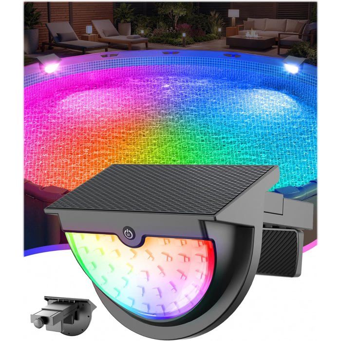 Lumiere Piscine Hors Sol Solaire, Lampe Piscine LED Etanche RGB Couleur — free download