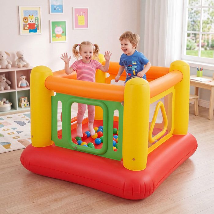 Château Gonflable Enfant -COSTWAY- Trampoline Intérieure/ExtérieurePVC de QualitéPompe Non Inclusepour 3+ Ans