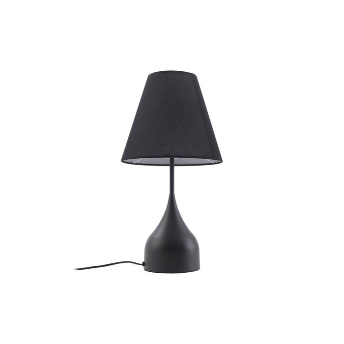 Lampe de table - Lucande - lampe tabouret - Tissu textile - noir blanc