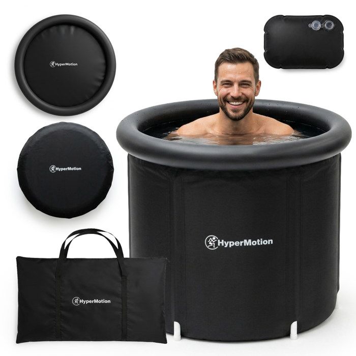 Bain de Glace Pliable pour Récupération Nylon et PVC 330 L Dim ø75x75cm Noir
