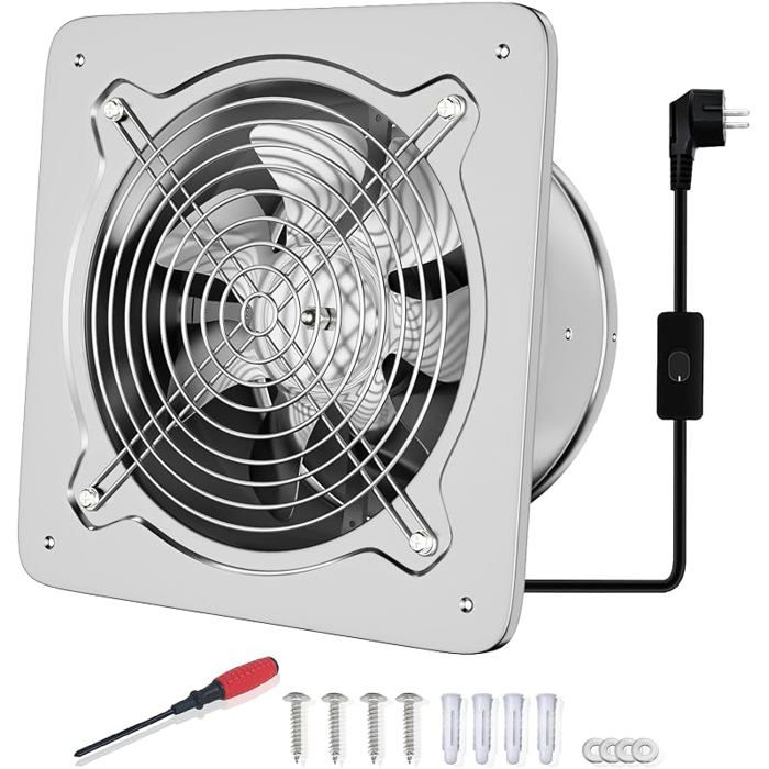Ventilateur Extracteur dair 200mm Silencieux 980m³/h avec Clapet Anti-Retour Puissant