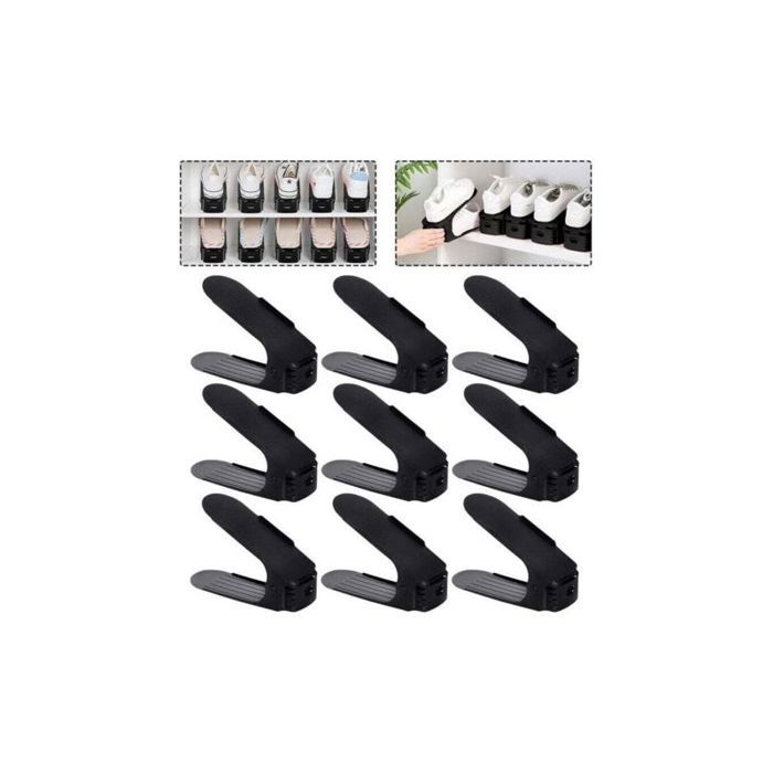 Froadp 30 Pièces Range Chaussures Réglables avec 3 Hauteur Réglable Double Couche Noir