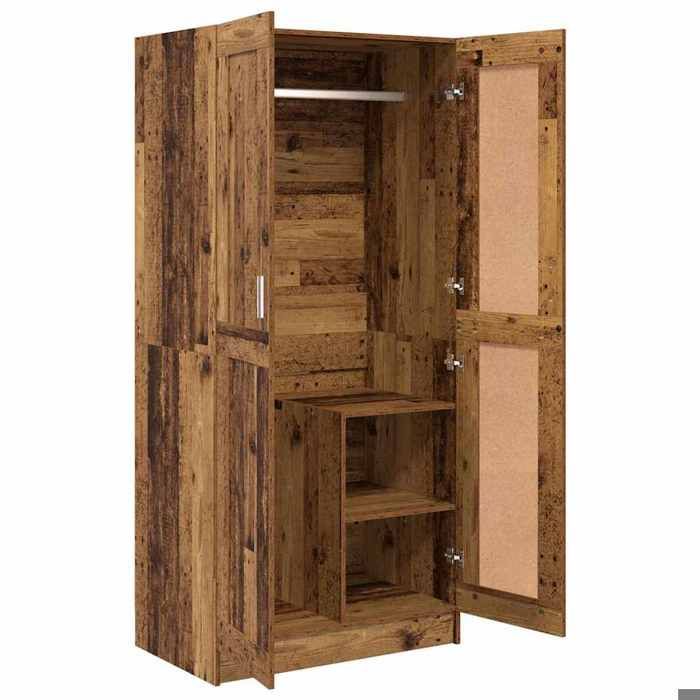 NOUVEAU Organisateur vêtements - Armoire penderie - Bois ancien - 82 5x51 5x180cm Bois dingénierie - Anti lhumidité - pour chambre
