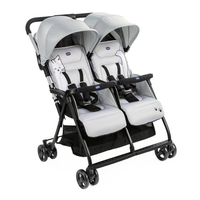 Chicco OHlalà Poussette Canne Double Légère Inclinable et Pliable Poussette pour Jumeaux de la Naissance à 15 kg Fermeture Compac