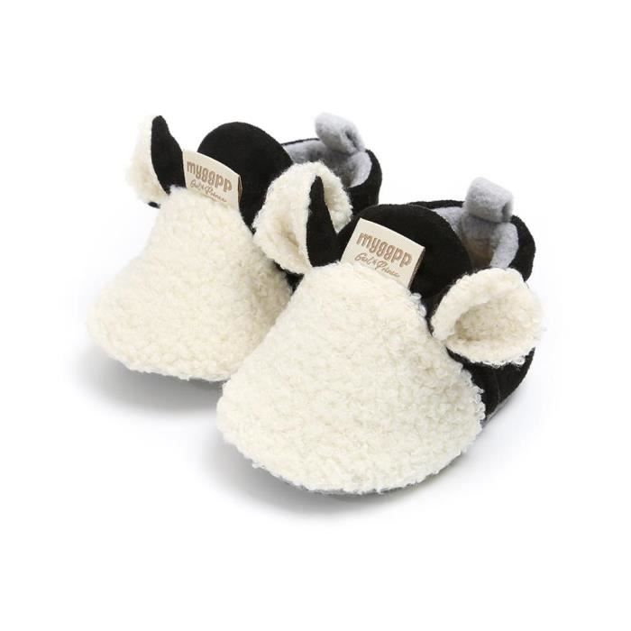 Chaussons Bébé Nouveau-Né Tricot Coton Doux Apprentissage Marche  Garçon/Fille Lavable Machine