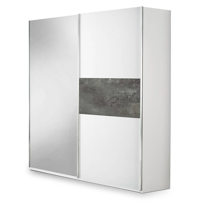 Armoire ALTOBUY Izia Grise 2 portes coulissantes Miroir