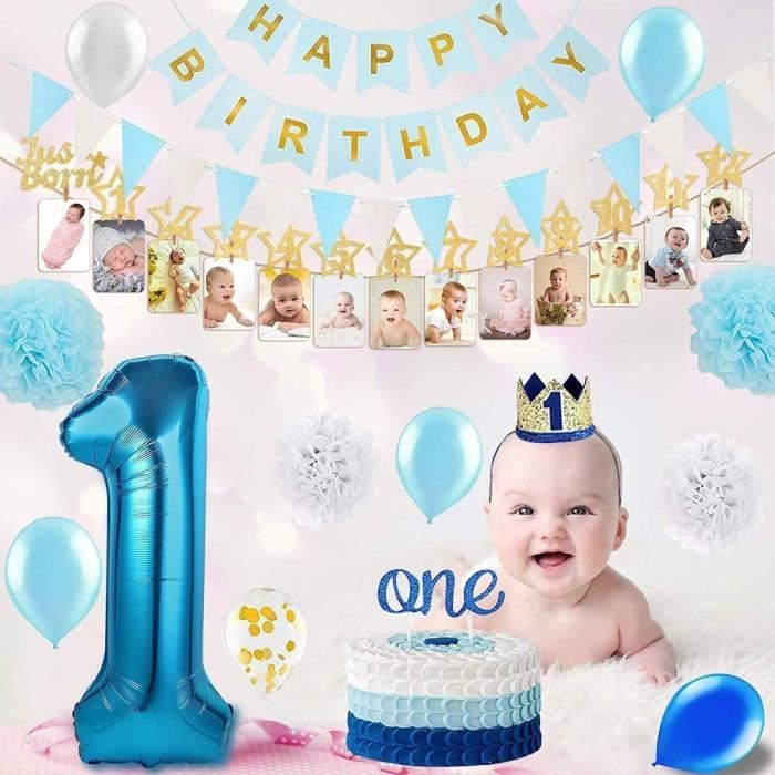 premier anniversaire décoration 1 anniversaire Décoration d'anniversaire d'enfant garçon 1 an ballons Décorations d'anniversaire pour garçon 