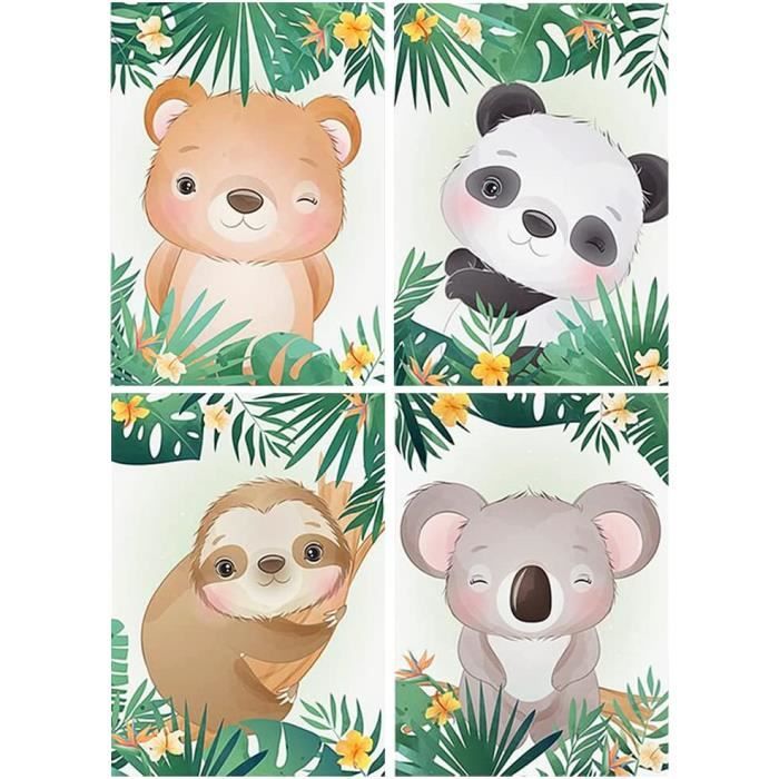 Lot De 4 Kits Peinture Diamant Animaux - Enfants, Motifs éléphant Chat Raton