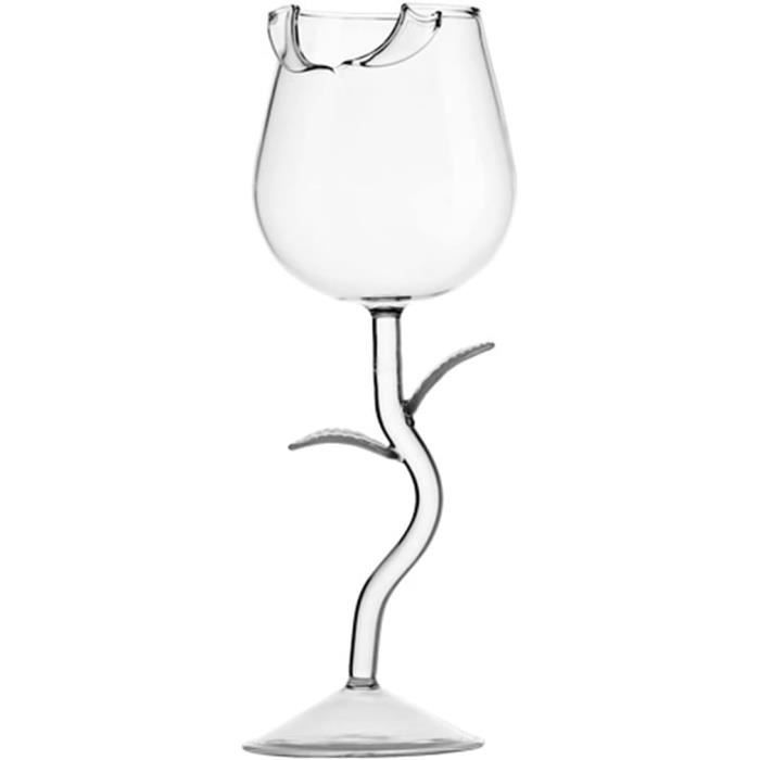 Verre à Vin Demi-Coupe Design - 140ml Tige Longue - Original Pour Anniversaire Mariage Fêtes