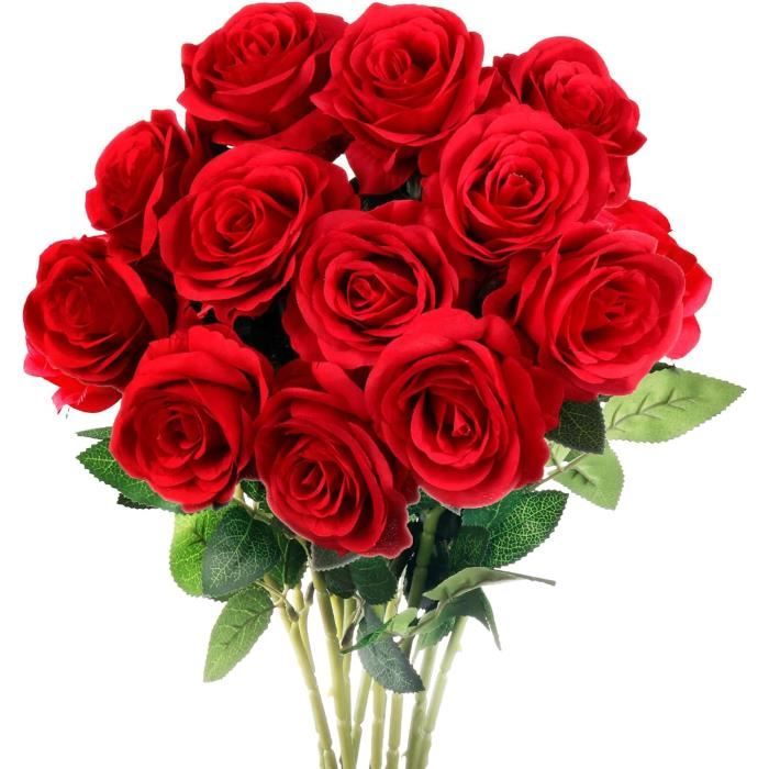 Fleurs De Roses Artificielles, Fausses Fleurs En Plastique Pour Decoration De Jardin De Maison Champagne 94391954