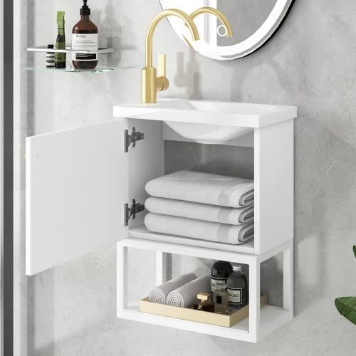 Meubles de salle de bain 40 cm lavabo avec base armoire penderie lavabo blanc petit meuble de toilette invité