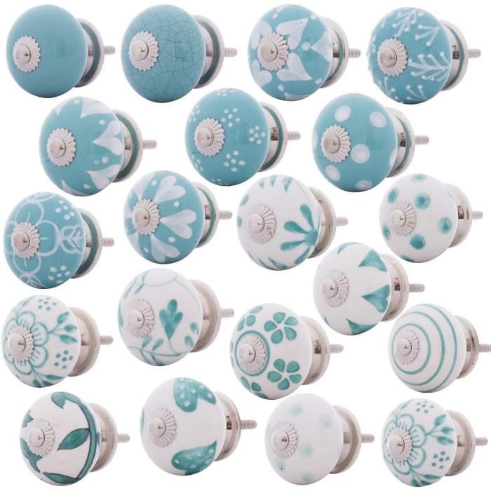 handicraft india Boutons de porte en céramique vintage shabby chic