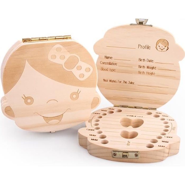 Boîte à dents de bébé personnalisé en bois organisateur de stockage de dents de lait en bois pour enfants dents perdues souvenir souvenir #1 