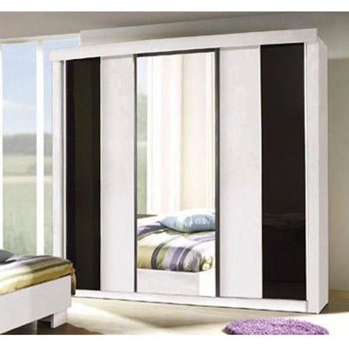 Armoire Garde Robe Dublin Trois Portes Coulissantes Coloris Noir