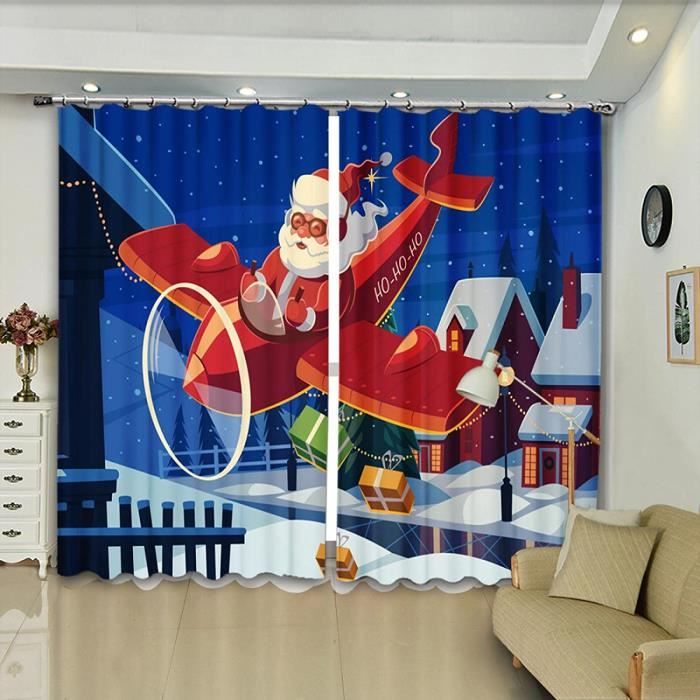 Rideaux Occultants Avion 3D - 234x183 Cm, Polyester 240 G/m², œillets Métalliques, Thermiques Et Isolants, 2 Panneaux