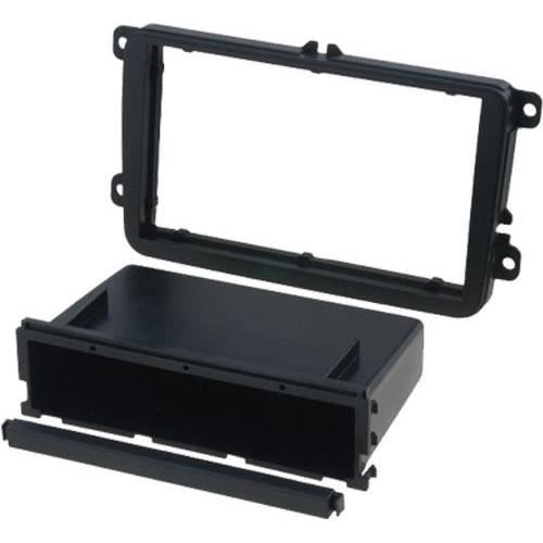 Facade autoradio 2DIN - Seat / Skoda / VW - Noir brillant - Vide-poche - Compatible avec plusieurs modèles
