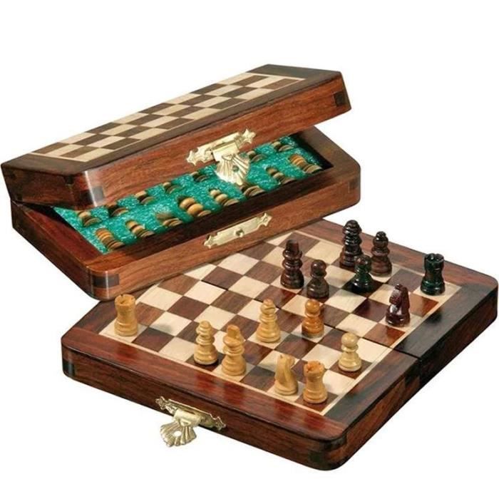 Jeu D'Échecs Magnétique Pliable 2 En 1 - Échiquier 25x25 Cm, Pour Voyage