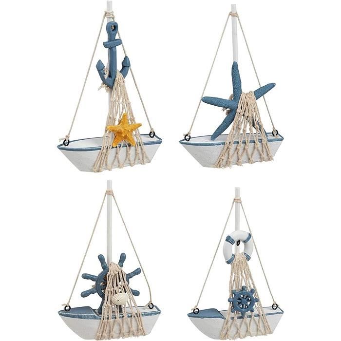 4 PACK DÉCOR De Voilier En Bois Bateau À Voile Ornement Bureau EUR 34