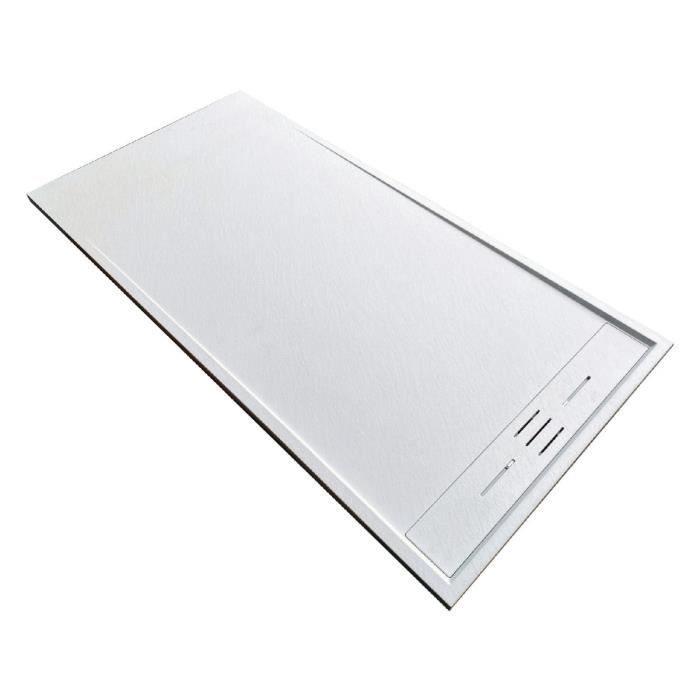 Receveur de douche 90 x 120 cm extra plat SALVI en SoliCast® surface ardoisée blanc Blanc