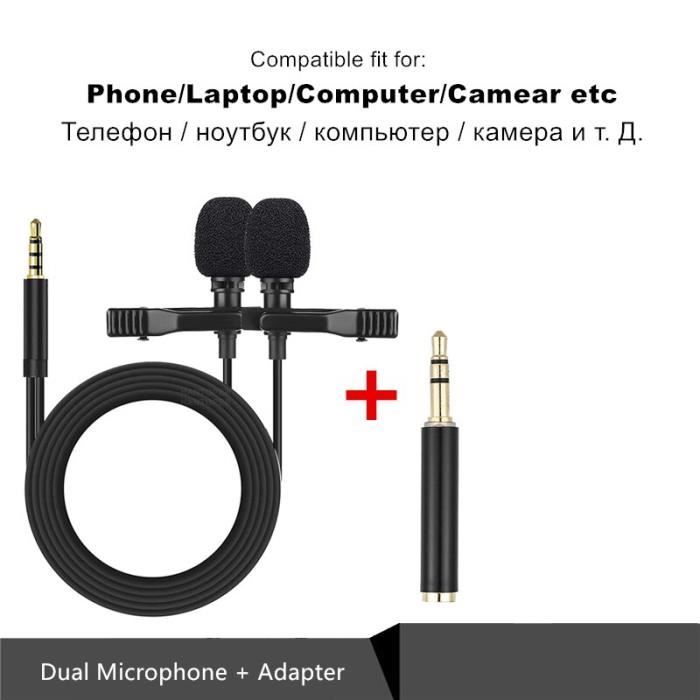 Microphone Mini Alnicov 3.5 Mm - Micro Condensateur Pour PC, Ordinateur Portable, Tablet - Support Flexible - Idéal Pour Skype, Enregistrement, Jeu
