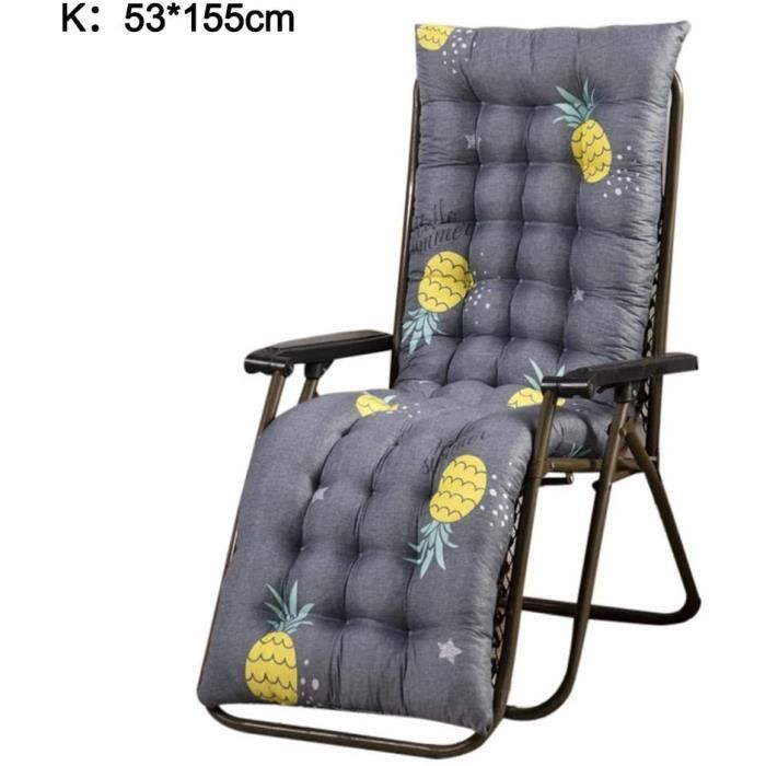 Coussin Chaise Longue Bain De Soleil Coussin Transat Jardin Exterieur avec Capuche Antidérapante pour Jardin Patio 53x155cm Gris