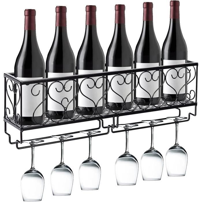 Casier à Vin Mural WOHNLING - Bois Sheesham Massif, 70 Cm - Pour 5 Bouteilles - Design Contemporain
