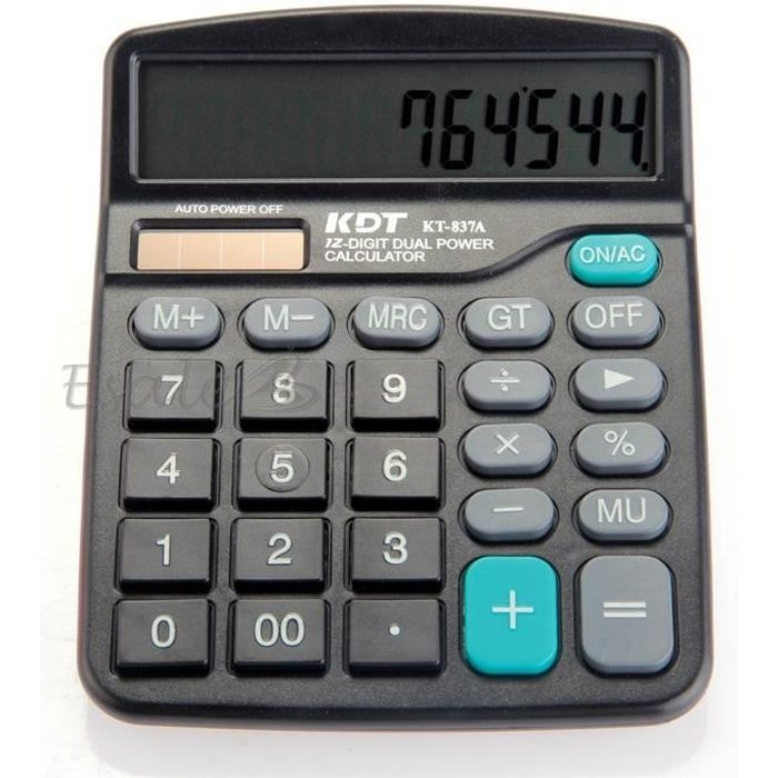double alimentation BAIYOU calculatrice calculatrice de bureau 12 chiffres Grand écran électronique calculatrice solaire et pile AA non incluse 