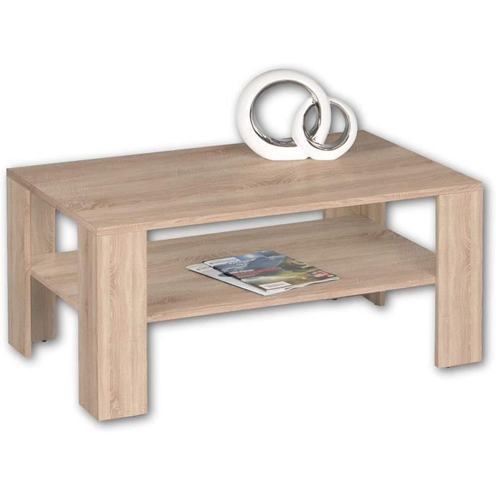 Table Basse 2 Tiroirs Design Chêne – Meuble Salon Pratique Avec Étagerie | 80x46x80 Cm