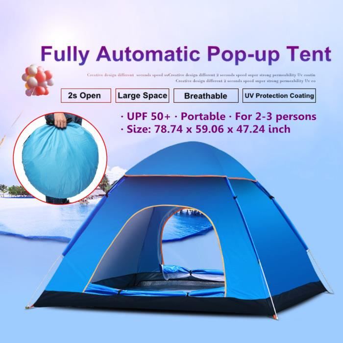 Tente pop-up automatique portable, protection UV extérieure, camping,  pêche, abri solaire, ouverture automatique rapide