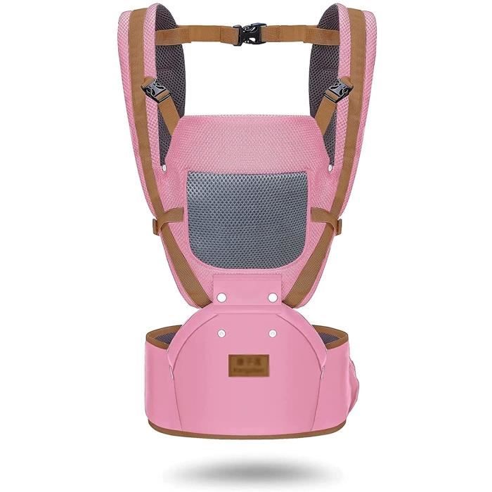 Porte-Bébé Ergonomique IULONEE - Siège Hanche 3-20kg - 6 Positions Portage - Rose