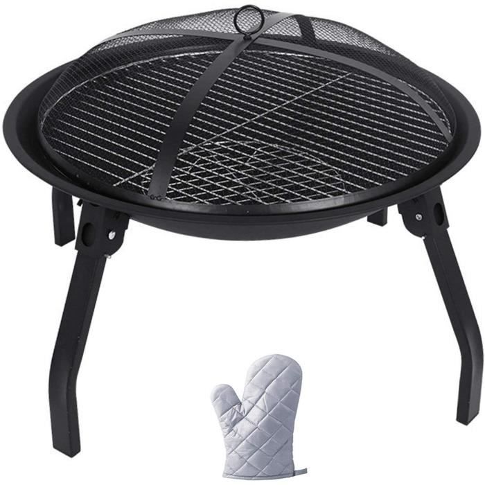 Barbecue Charbon Pliable Acier 2mm - Pour 8 Brochettes - Portable Camping, Jardin, Pique-nique - Valise Transport