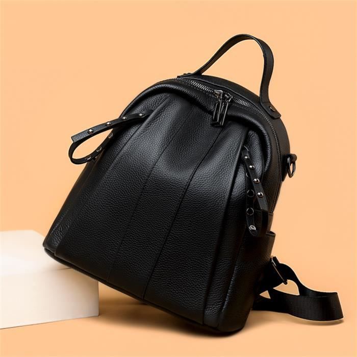 Noir Sac dos de luxe en cuir v ritable pour femmes 100 cuir